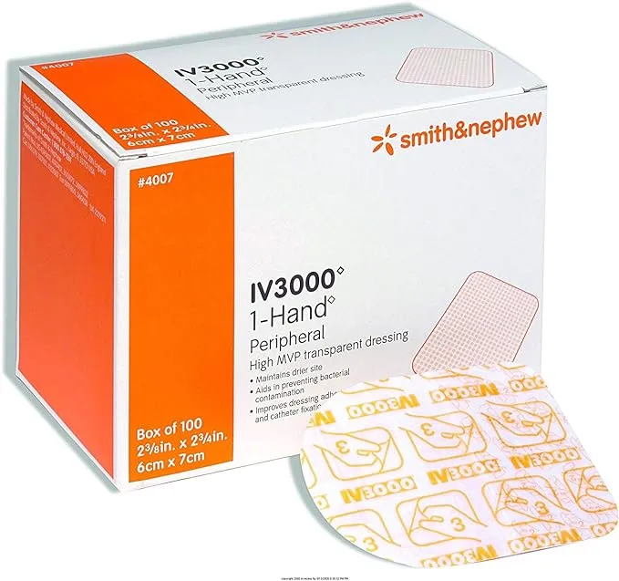 Smith & Nephew IV 3000 1-Hand Transparent Dressing, 100 Count