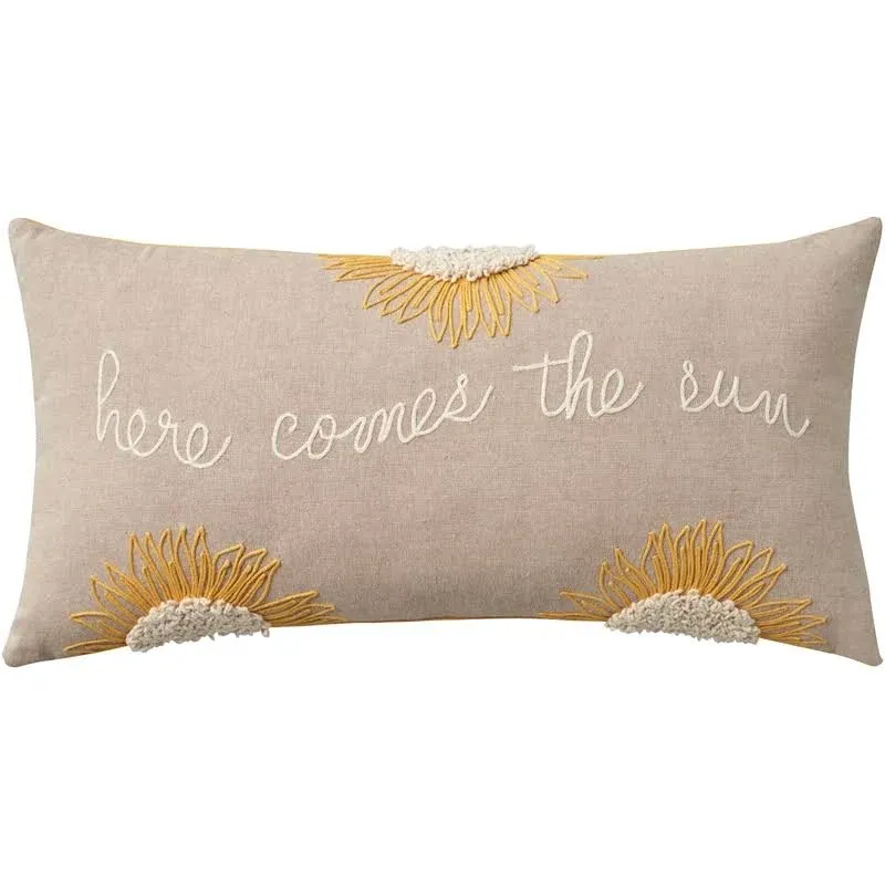 Mina Victory Life Styles Here Comes The Sun Natural 12" x 24" Throw Pillow