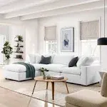 Modway Commix Down Filled Overstuffed 4 Piece Sectional Sofa Set in Pure White