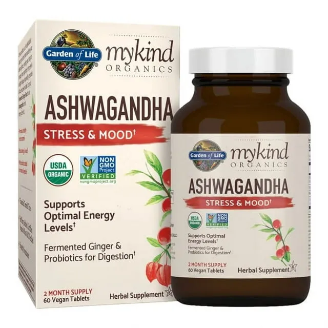 Mykind Organics Ashwagandha Stress & Mood 60 Vegan Tablets Garden of Life