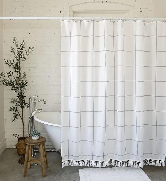 Elena Home Goods Fabric Shower Curtain | 72x72 inch Standard Size | Farmhouse ...