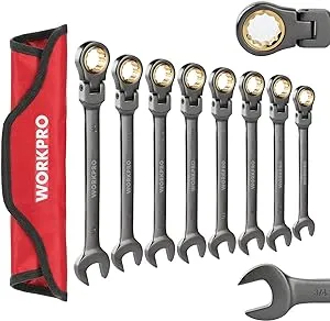 WorkPro 8-Piece Flex-Head Ratcheting Combination Wrench Set, CR-V Constructed, N