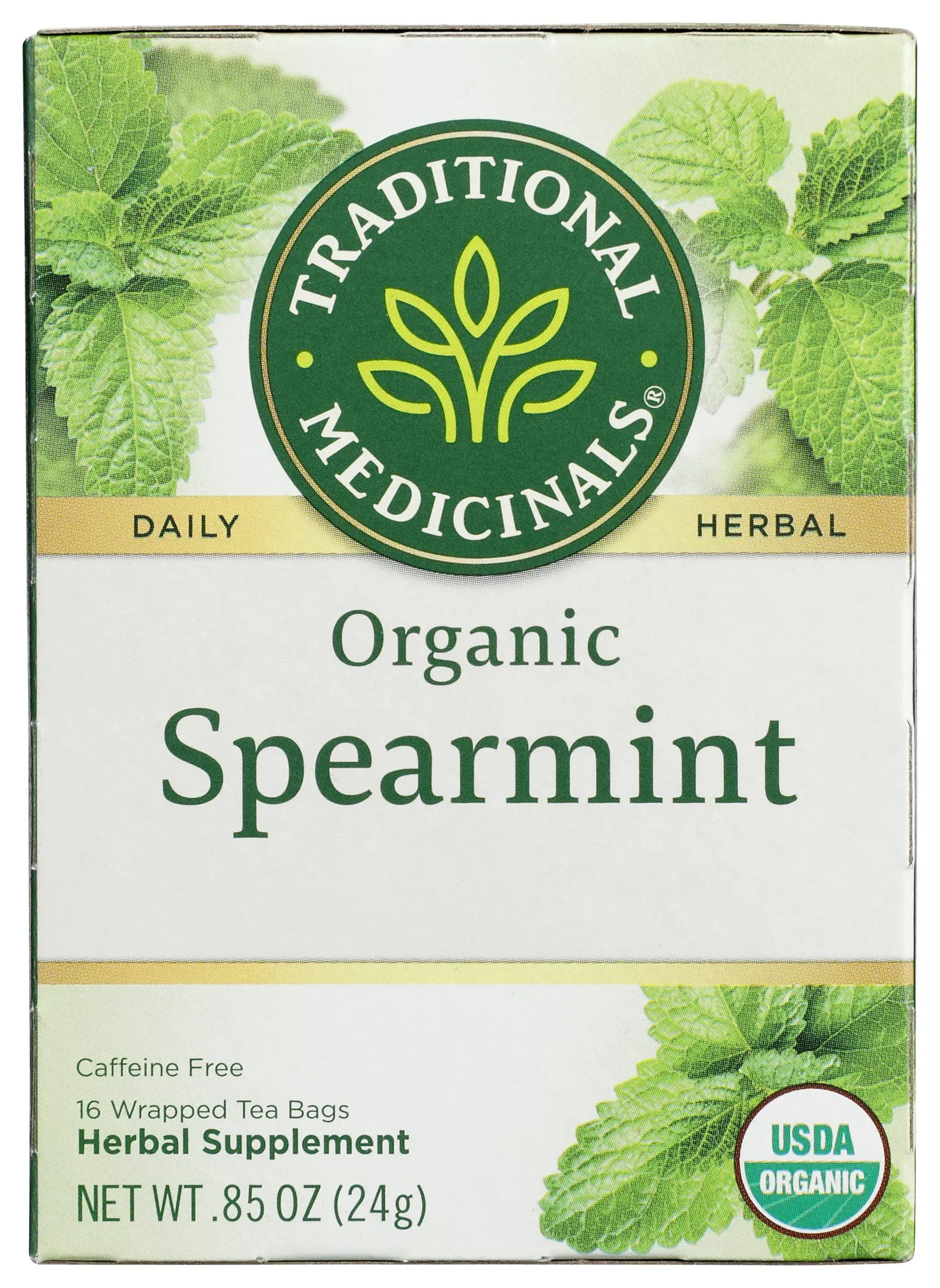 Traditional Medicinals Organic Spearmint Herbal Tea - 16 Tea Bags - Case of 6