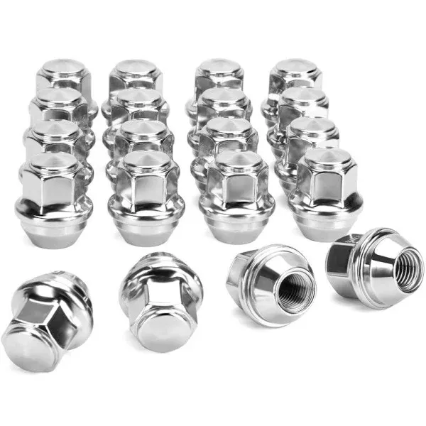 20pcs M12x1 5 OEM Factory Style One-Piece Large Acorn Seat Lug Nuts Chrome 32mm ...