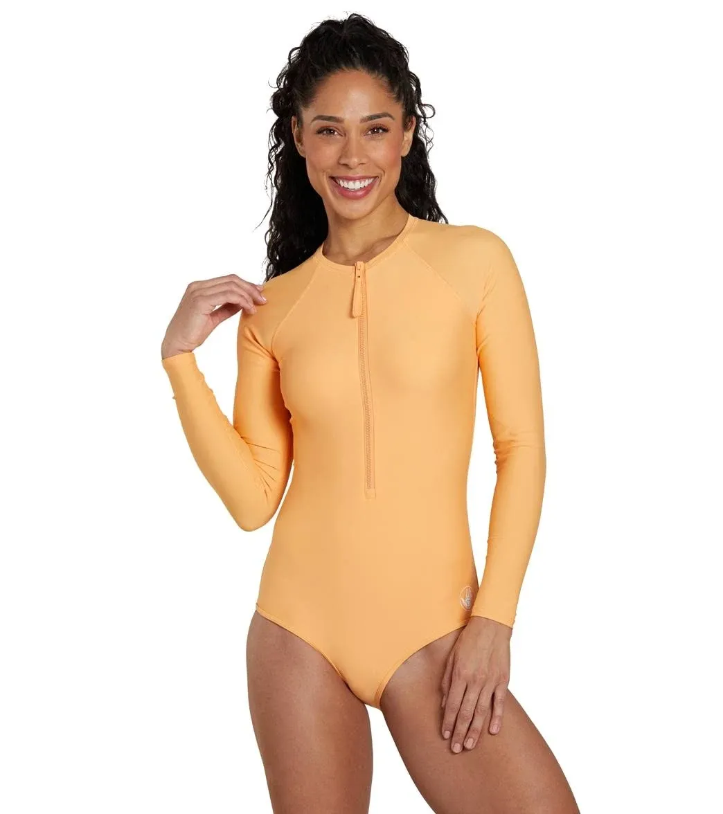 Body Glove Women's Smoothies Chanel Long Sleeve One Piece Swimsuit - Loquat ...