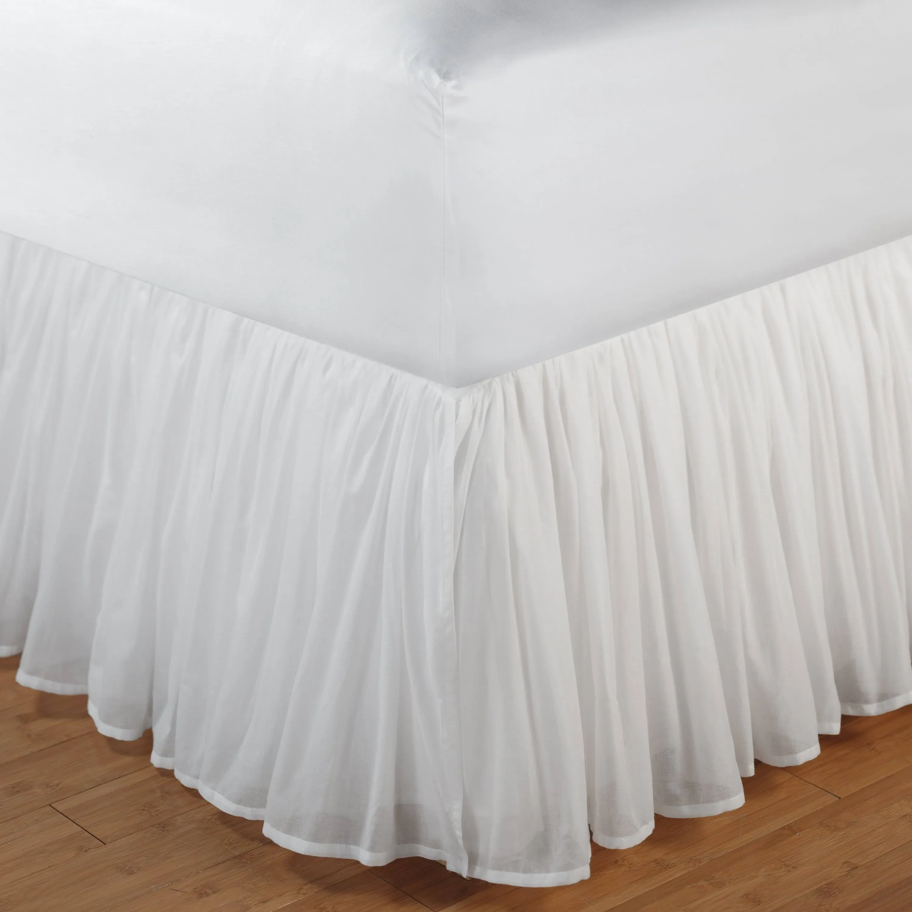 Greenland Home Cotton Voile Dust Ruffle, 18-inch L, White