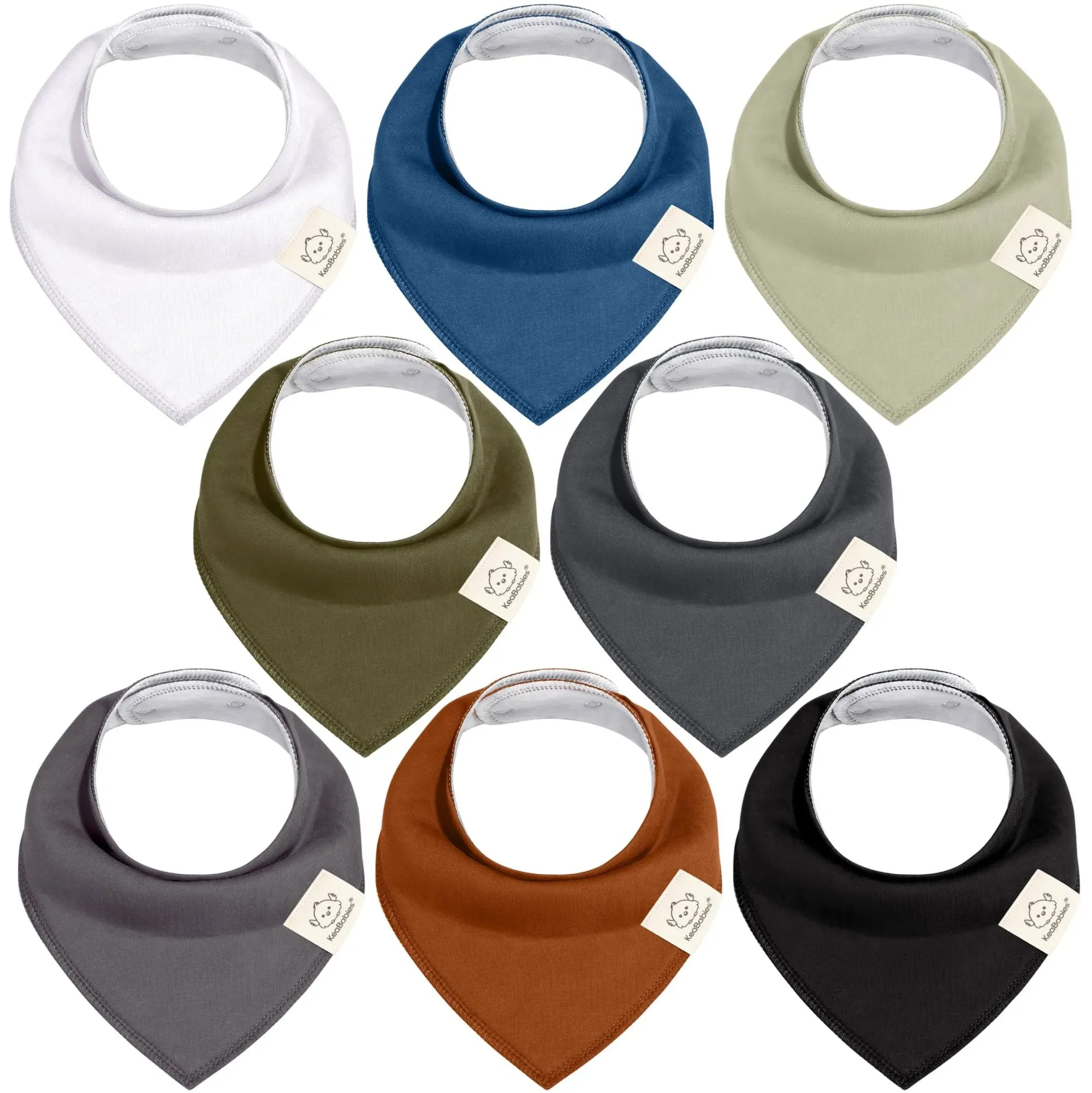 KeaBabies 8-Pack Organic Baby Bandana Bibs (Basics)