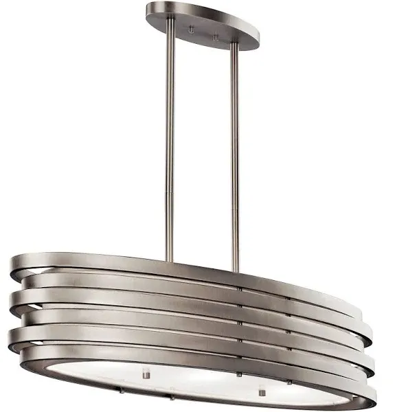 Kichler 43303NI Roswell 3 Light 12 Inch Oval Chandelier-Pendant in Brushed Nickel