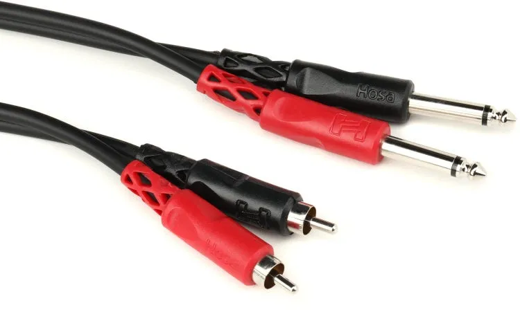 Hosa CPR-202 Stereo Interconnect Cable - Dual 1/4-inch TS Male to Dual RCA Male - 6.6 foot