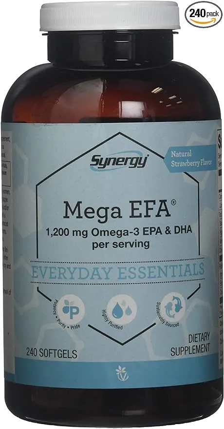 Vitacost Synergy Mega EFA® Mini Gels - 1200 mg per serving Omega 3 EPA & DHA Natural Strawberry -- 240 Softgels