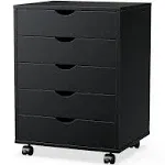 5 Drawer File Cabinet, Wood Lateral file Cabinets,office Storage Cabinet, Chest - Storage Cabinets Dressers File Cabinet for Office Printer Stand and Home Organization(Black)