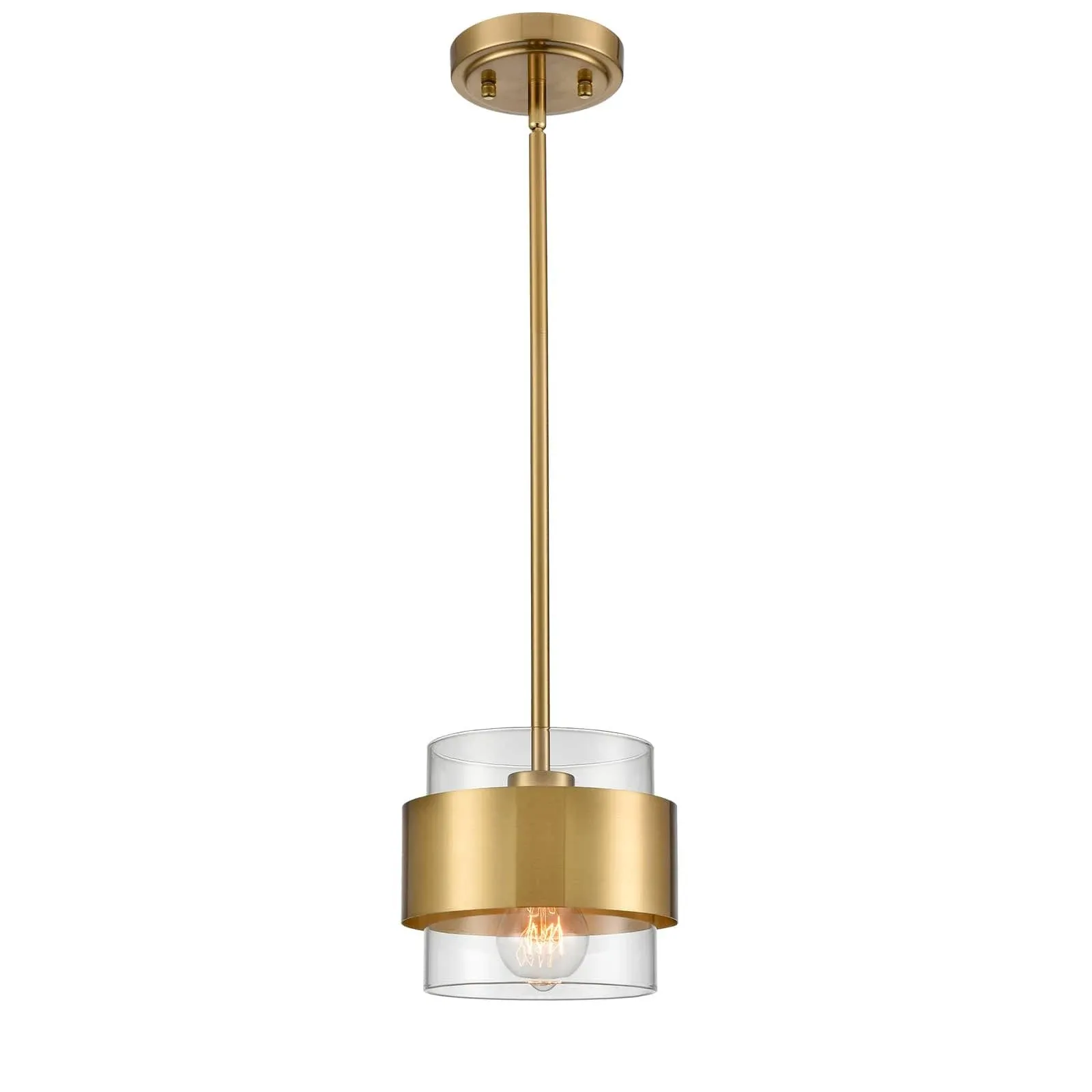 CLAXY Brass Pendant Light Mini Glass Pendant Lighting for Kitchen Island with Clear Glass Shade