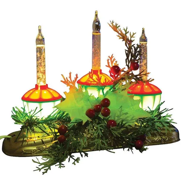 Bandwagon Vintage-Look Bubble Light Candle Glowing Christmas Holly Berry Centerpiece