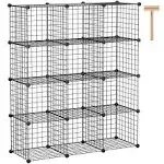 C&AHOME Wire Cube Storage, 12-Cube Organizer Metal, C Grids Storage Bins Shelving, Modular Bookshelf Shelf, Closet Cabinet Ideal for Bedroom, Office 36.6”L x 12.4”W 48.4”H Black