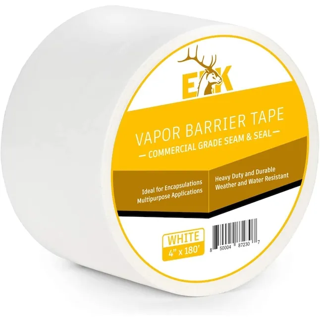 Elk Vapor Barrier Tape Moisture Barrier Seam and Seal Adhesive for Crawlspace Encapsulations, Carpet Padding, Masking, Underlaym, White