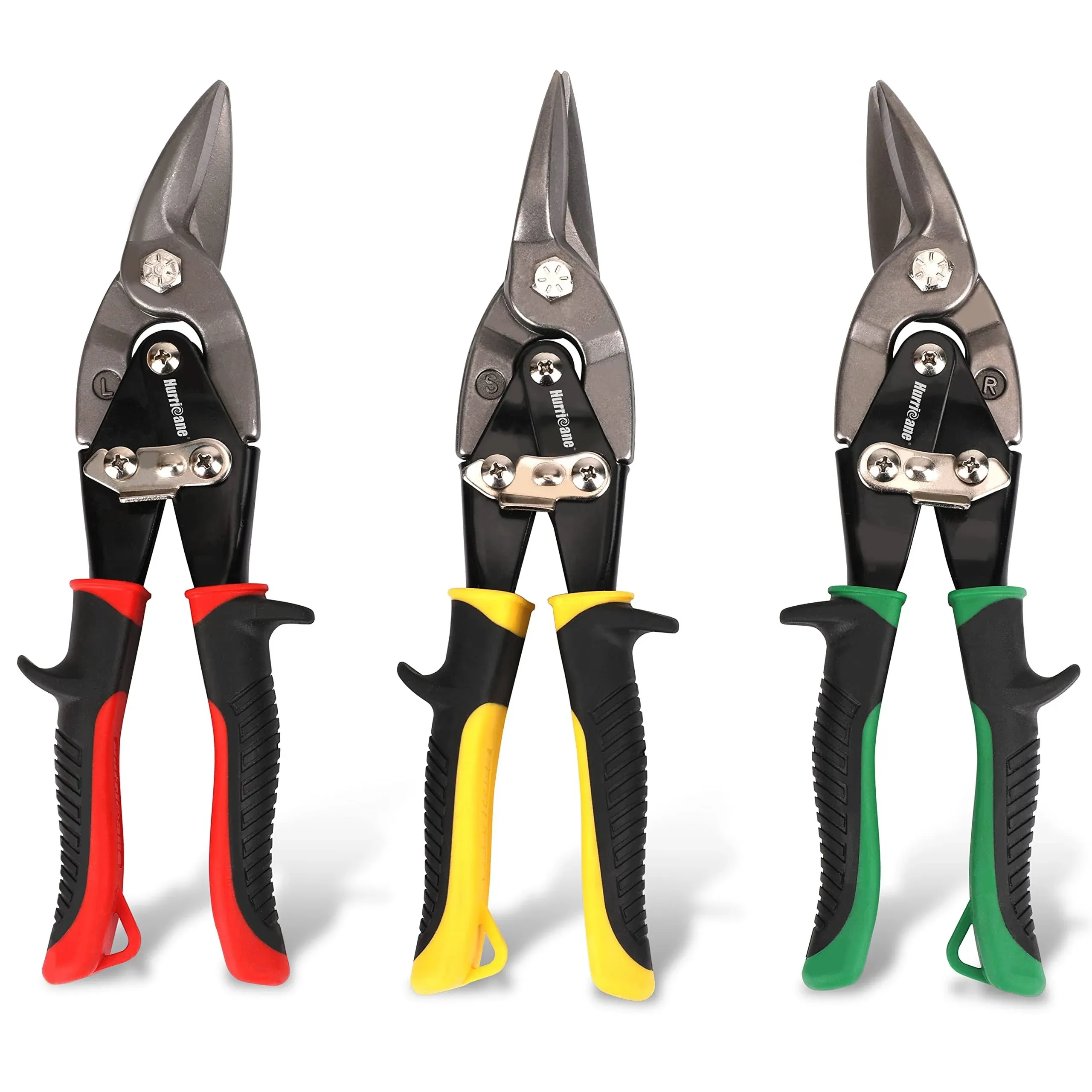 3 Pc Aviation Tin Snips Set, Metal Cutter Shear for Cut Sheet Metal, Chrome Vana