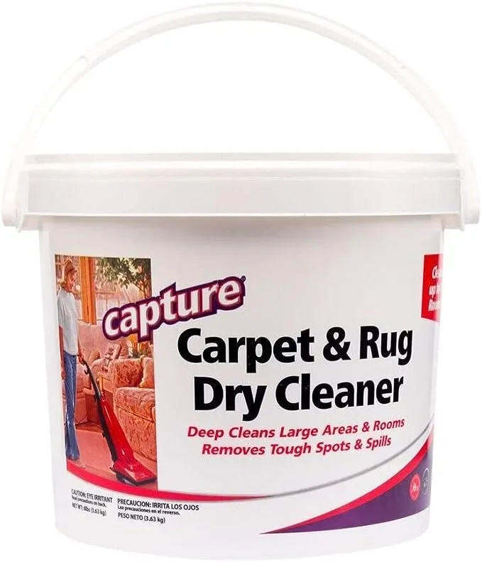 Capture Carpet & Rug Dry Cleaner w/Resealable lid - Home, Car, Dogs & Cats Pet Carpet Cleaner Solution - Strength Odor Eliminator, Stains Spot Remover, Non Liquid & No Harsh Chemical (8 Pound)