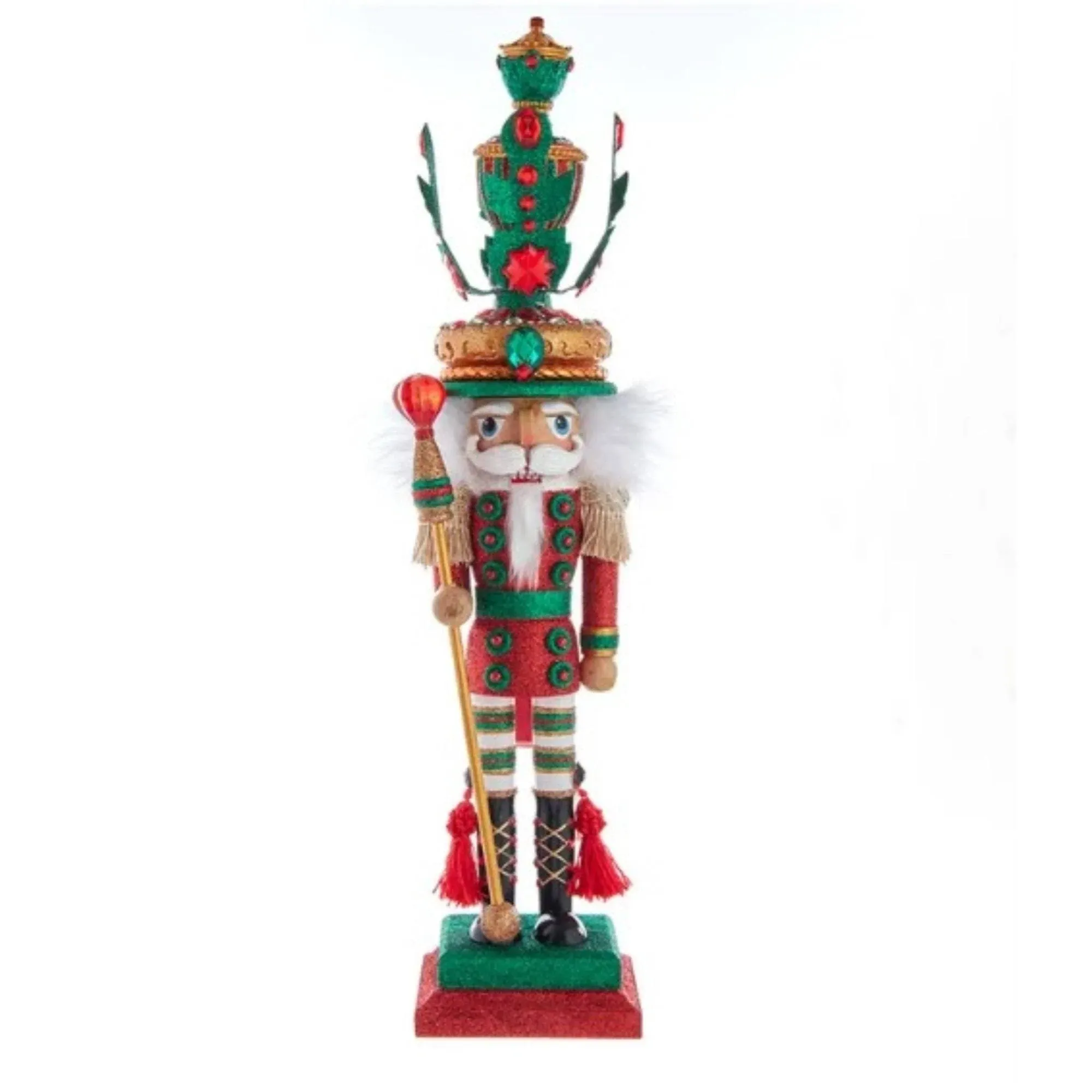 Kurt Adler 18" Hollywood Red and Green Leaves Hat Nutcracker