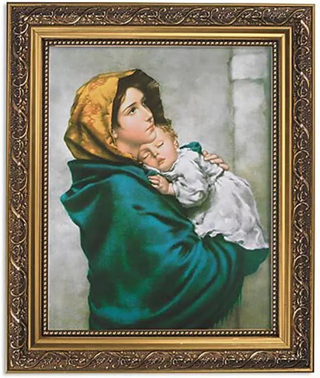 Gerffert Christian Wall Décor Ornate Gold Framed Artwork, 11 x 13-Inch, Ferruzzi - Madonna of The Streets