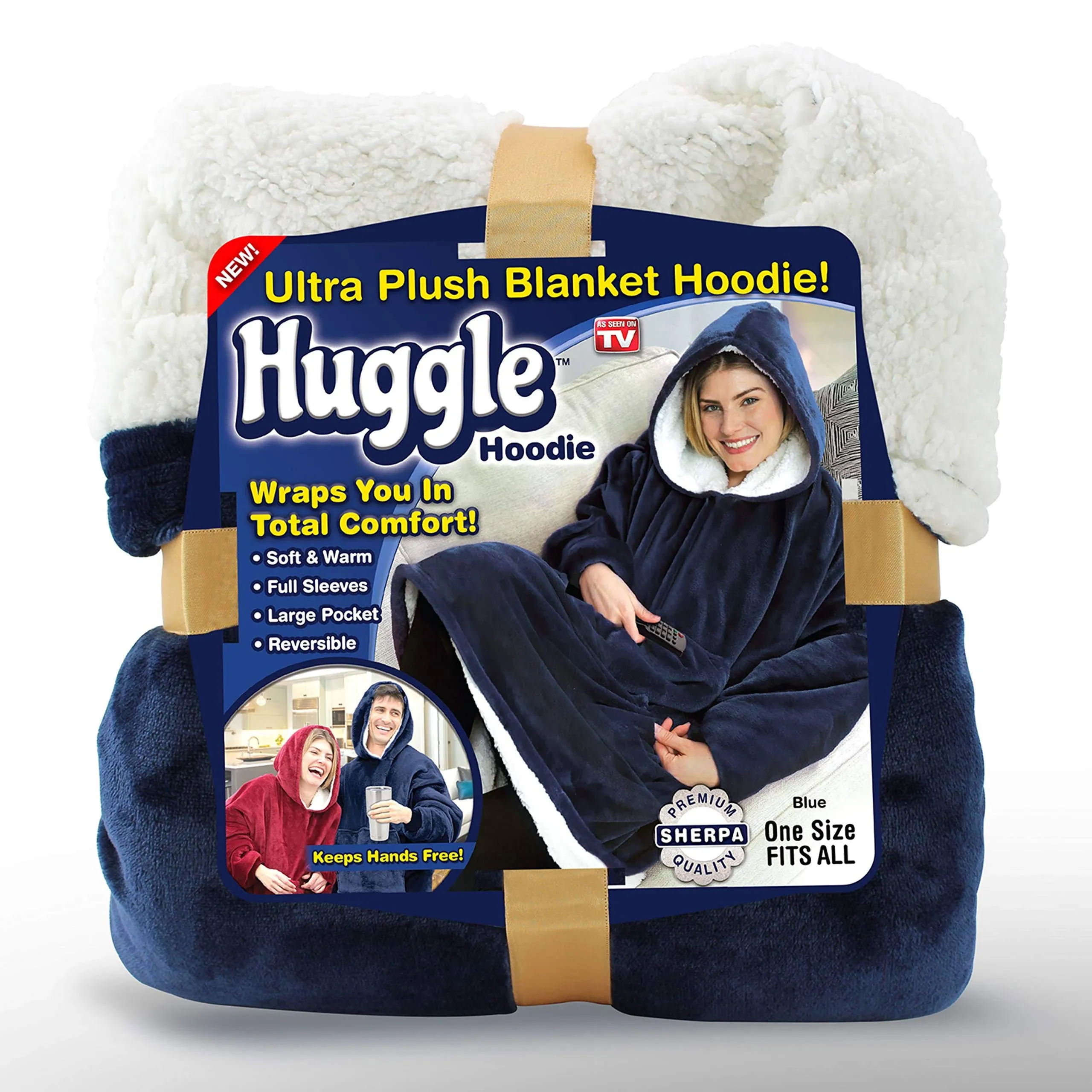 Ontel Huggle Hoodie Oversized Blanket Hoodie for Men & Women, Soft Fleece Sweatshirt, Giant Hood, Large Pockets & Sleeves