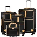 Coolife Luggage 4 Piece Set Suitcase Expandable TSA lock spinner softshell