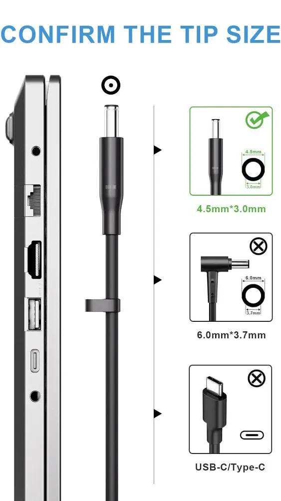 130W AC Adapter Laptop Charger for Dell XPS 15 7590 7570 9530 9560 9550 Precision 5530 5510 5540 5520 M3800 Inspiron 13 7000 7347 7348 Tip 4.5mm Power Supply Cord