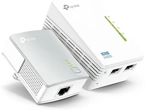 TP-Link Powerline WiFi Extender - Powerline Adapter with WiFi, WiFi Booster, Plug & Play, Power Saving, Ethernet over Power, Expand both Wired and WiFi Connections, AV600 (TL-WPA4220 KIT)