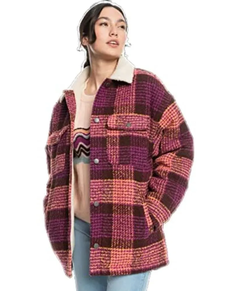 Roxy Passage of Time Jacket-Bitter Chocolate Hallo Plaid-Medium-Medium