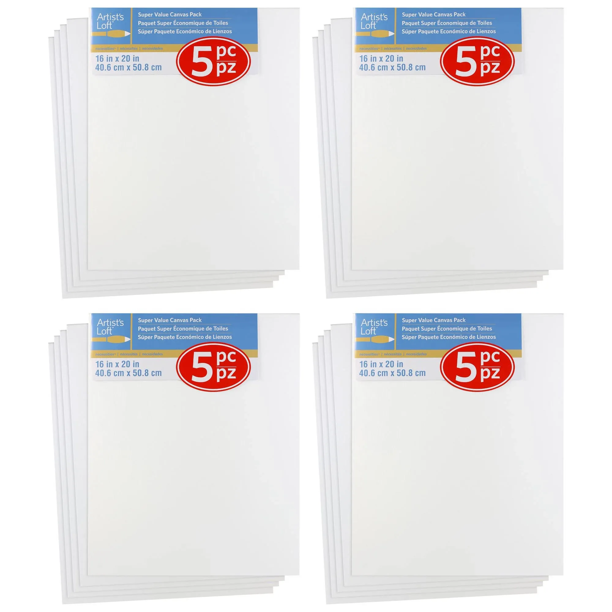 Artist's Loft 4 Packs: 5 ct. (20 Total) 16" x 20" Super Value Canvas