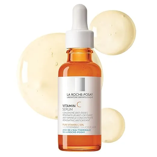 La Roche-Posay Pure Vitamin C Face Serum with Hyaluronic Acid & Salicylic Acid, Anti Aging Face Serum for Wrinkles & Uneven Skin Texture to Visibly Brighten & Smooth. Suitable for Sensitive Skin