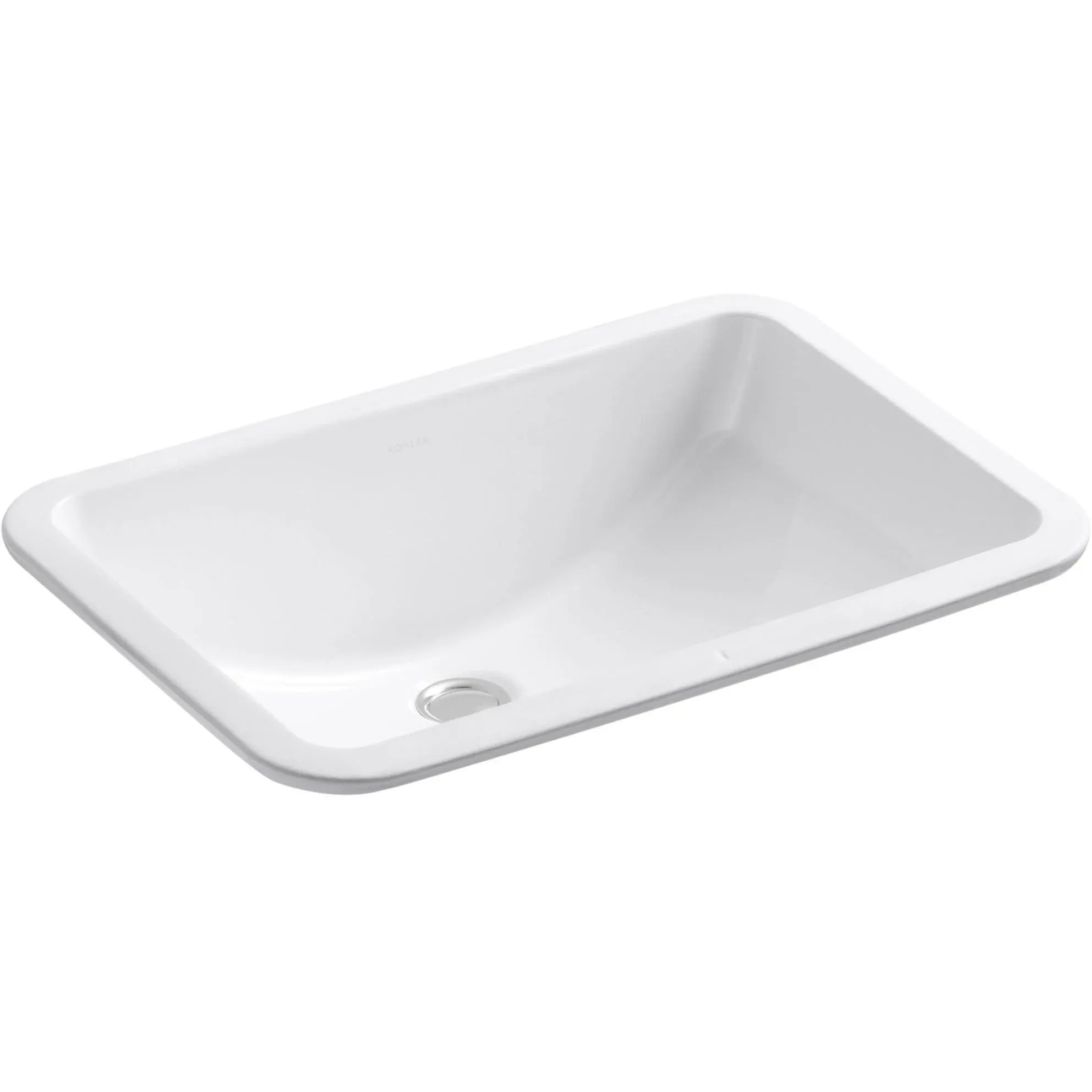 Kohler K-2214-G-0 White Ladena Undermount Bathroom Sink with Glazed Underside