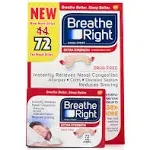 Breathe Right Extra Strength Tan Strips Reduces Snoring-Free Nasal Strips for Nasal Congestion Relief-72 Count