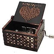 Wood Music Box Antique Engraved Musical Boxes Case for Love One Wooden Music Box