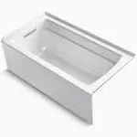 KOHLER K-1123-LA-0 Archer 60" X 32" Alcove Bath with Integral Apron, Integral Flange and Left-Hand Drain - White