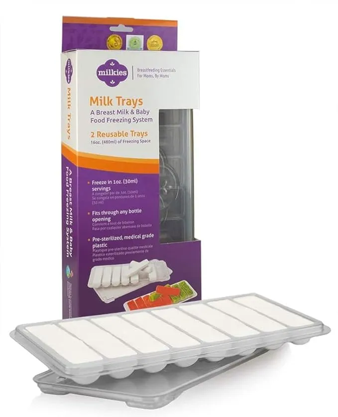 Milkies Fairhaven Health Milk Tray with Lid, Breastmilk Freezer Organization, 1 Ounce Sticks, Set of 2, Reusable, BPA and Silicone Free Containers, Freeze Your Baby Food