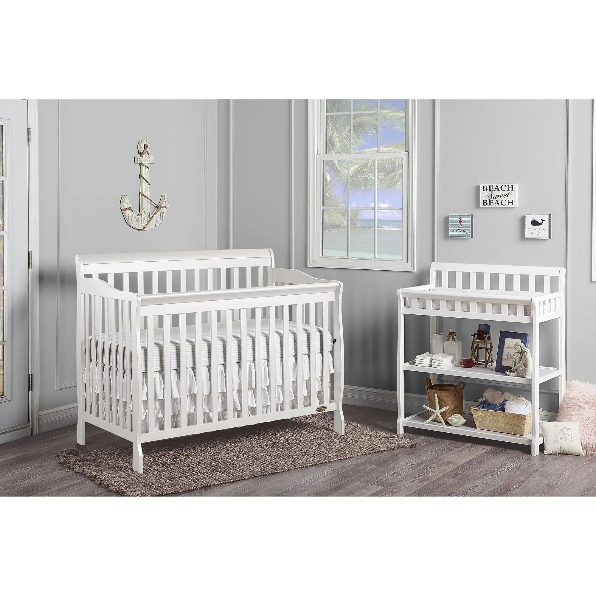 Dream On Me Ashton 4-In-1 Convertible Crib In Grey, Greenguard Gold, JPMA Certified, Non-Toxic Finishes, Features 4 Mattress Height Settings, Made Of Solid Pinewood