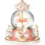 Autker Music Box Unicorn Snow Globe Clockwork Carousel Music Box with 7 Colorful LED Lights Birthday/Christmas/Valentines Day Gi