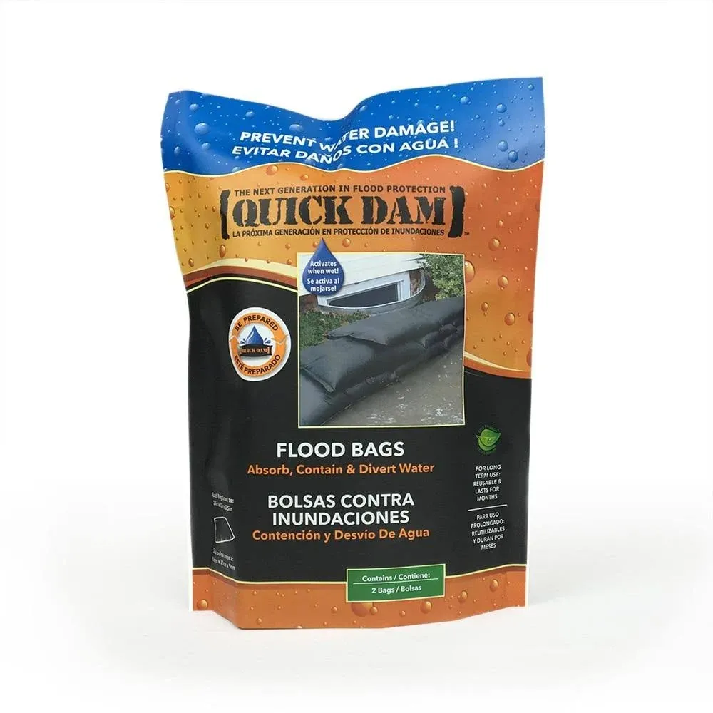 Quick Dam Water Activated Flood Bags 1ft x 2ft 2 Pack QD1224-2