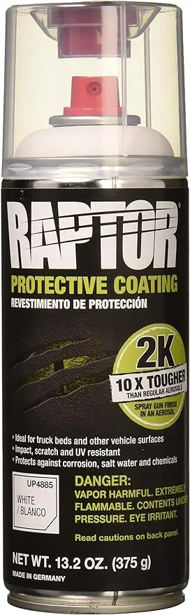 RAPTOR UP4885 White Bedliner 13.02 Oz 2K Aerosol, 400ml