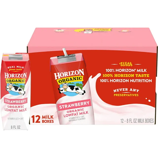 Horizon Organic Shelf-Stable 1% Low Fat milk Boxes, Strawberry, 8 oz., 12 Pack