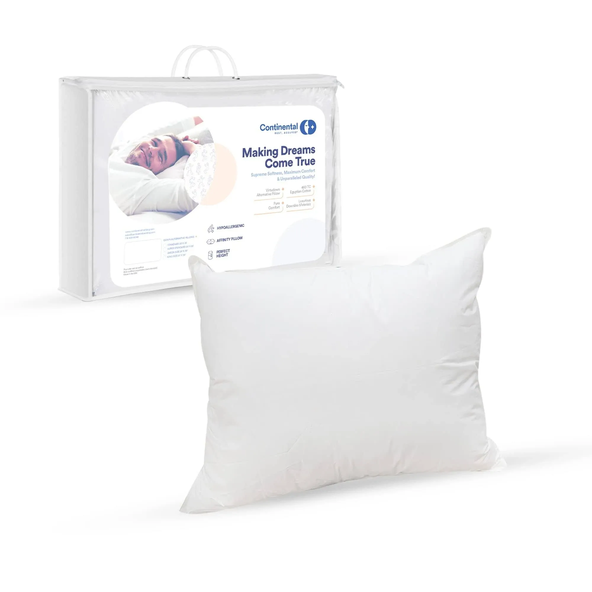 Better Down Downlike Luxurious Synthetic Down Hypoallergenic Pillow (1, Standard)