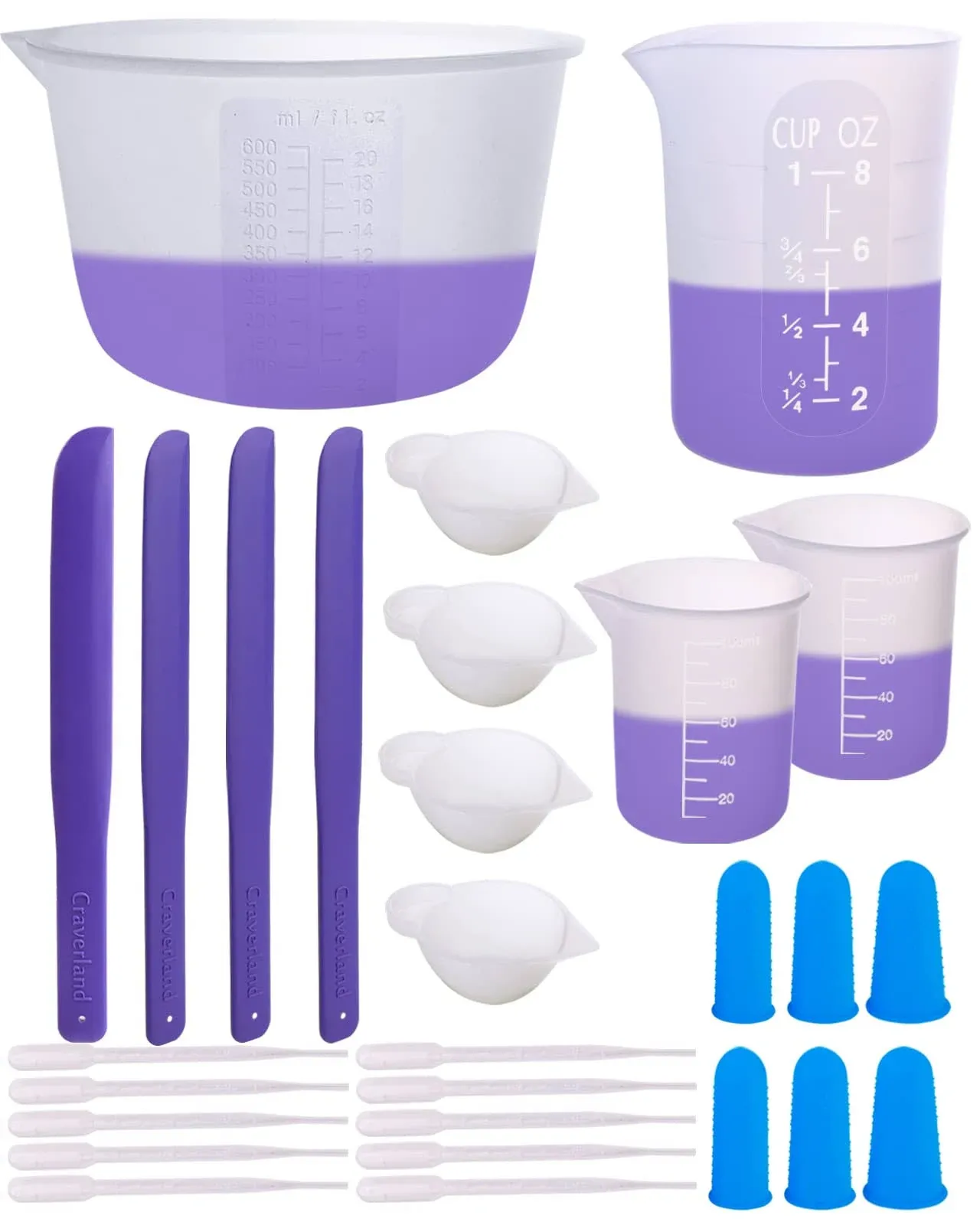 Silicone Measuring Cups Resin Tools Kit4x Blade-Shaped Epoxy Resin Stir Stick...