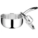 Duxtop Whole-Clad Tri-Ply Stainless Steel Saucepan with Lid, 3 Quart, Kitchen Induction Cookware