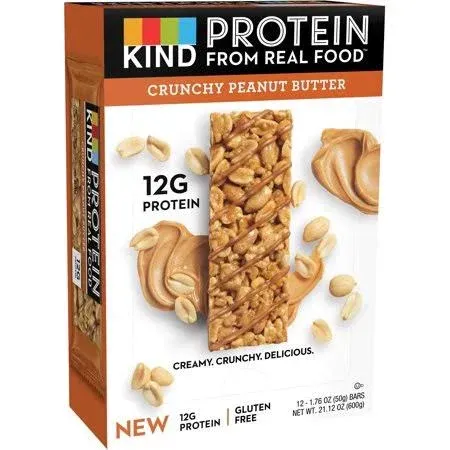 KIND Protein Bars, Crunchy Peanut Butter, Healthy Snacks, Gluten Free, 12g Protein, 12 Count