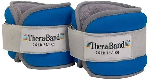 TheraBand Comfort Fit Ankle & Wrist Weight Set, Blue, 2.5 pound each, set of 2