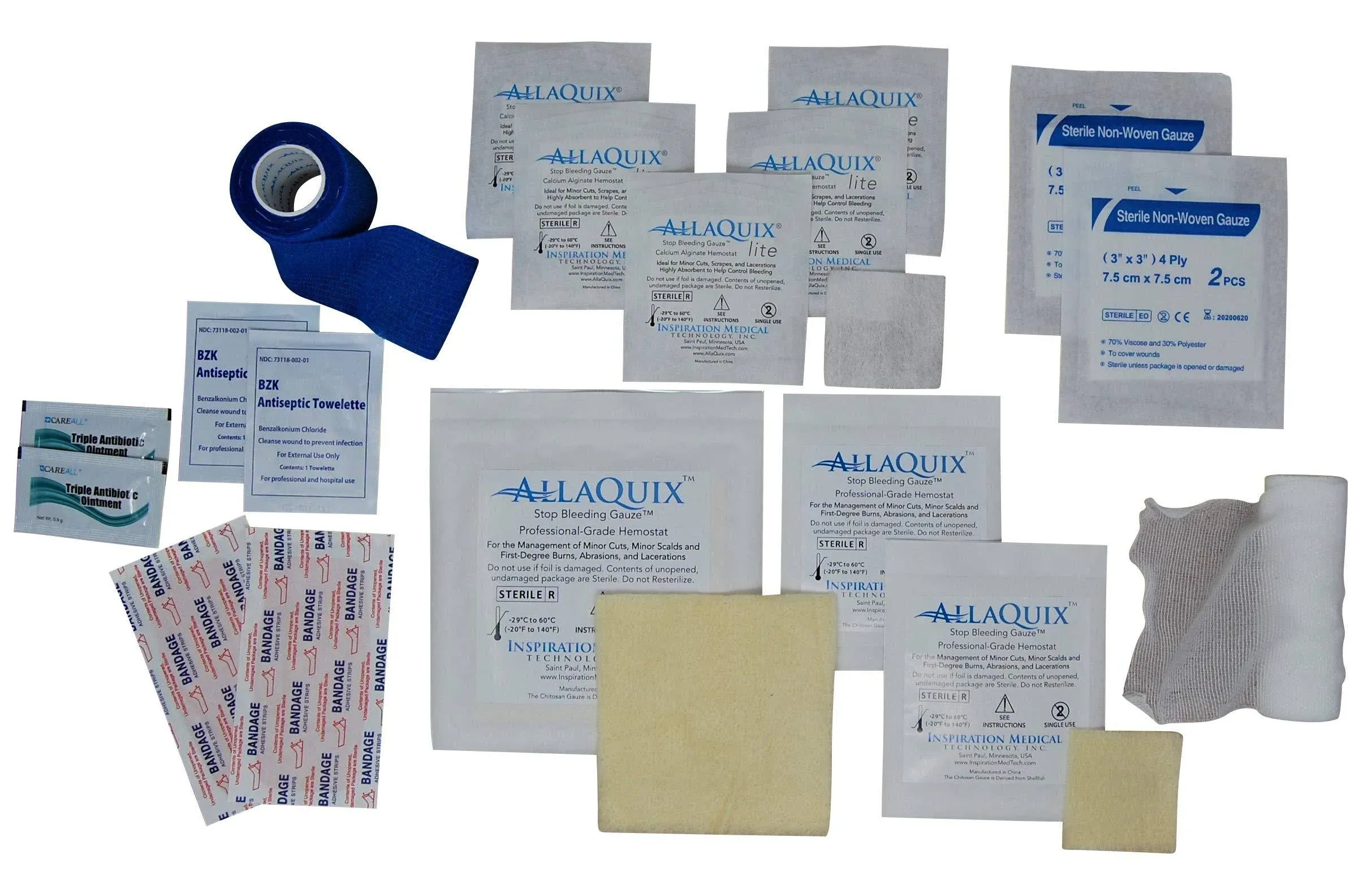 Stop Bleeding Quick Kit - First-Aid with AllaQuix Stop Bleeding Gauze (Blood ...