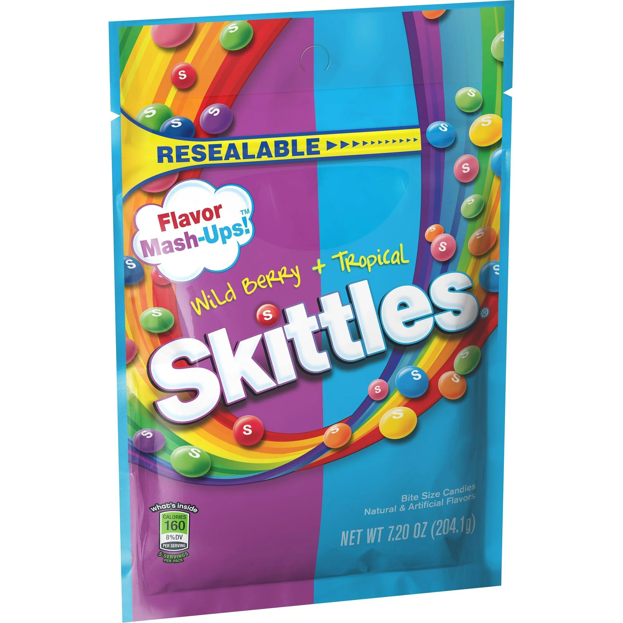 Skittles Flavor Mash-Ups Wild Berry and Tropical Candy, 9 ounce (8 Bags)