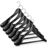 Casafield 6-Pack Wide Shoulder Wooden Suit Hangers Black