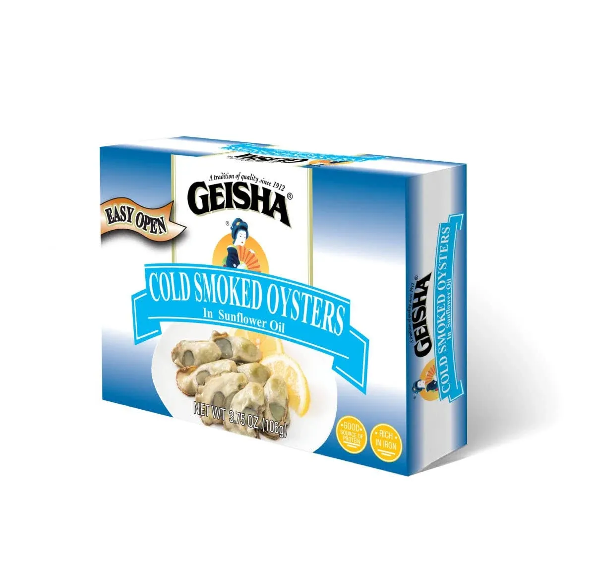 Geisha Cold Smoked Oysters in Sunflower Oil 3.75oz(Pack of 12), Smoked Oysters ...