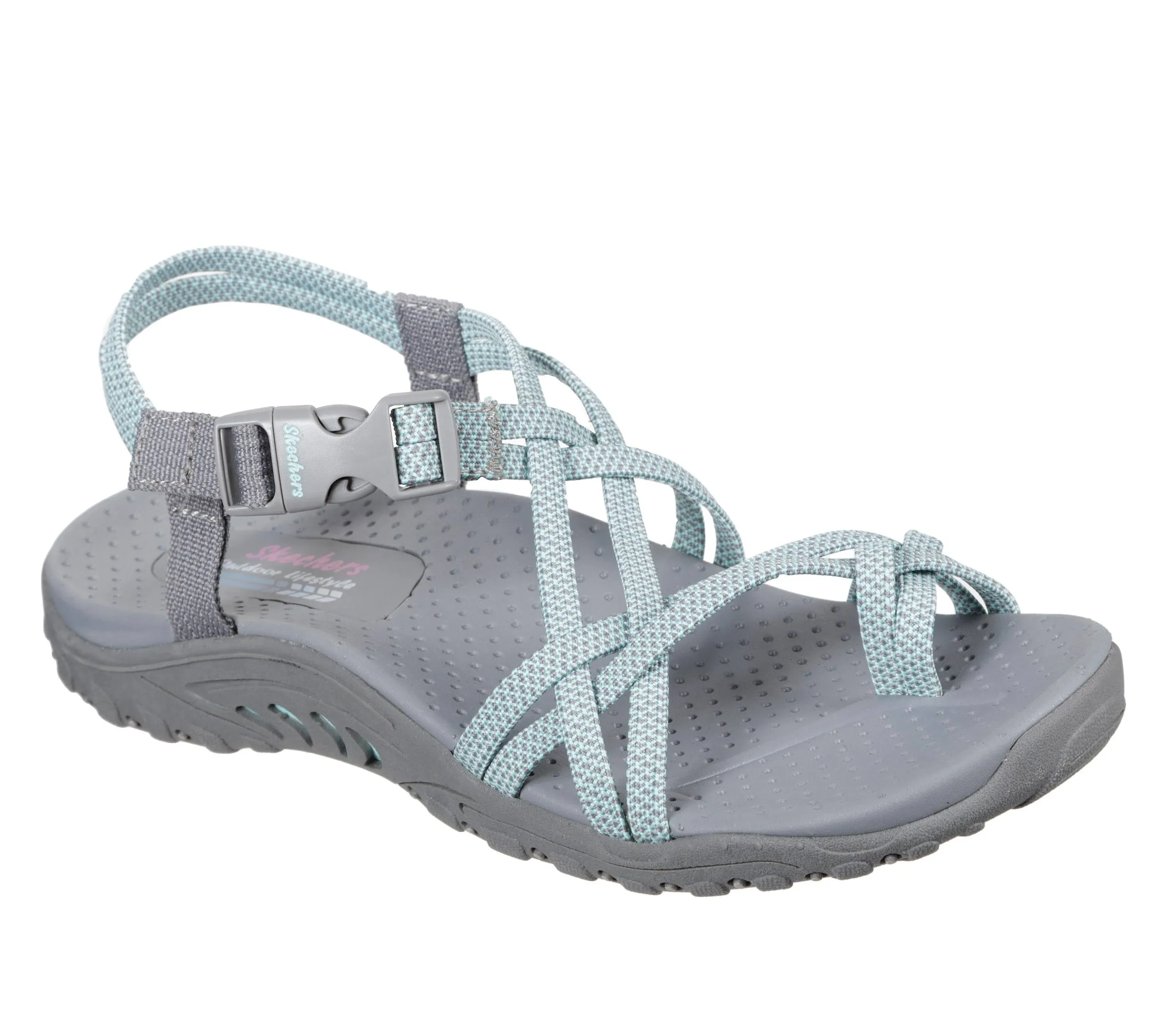 Sketchers Outdoor Lifestyle Reggae Sandal Gray/Aqua Size 6 Women&#039;s